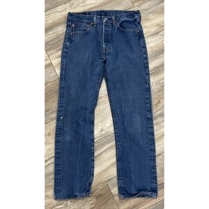 Levis‎ 501 Jeans Mens 32x32 Medium Wash Blue Button Fly Straight Classic Denim